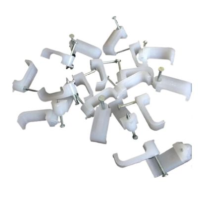 CHATROOM 100pcs 14mm Square Steel Nail Cable Wire Wall Hanging Screw Clips Cable Clips