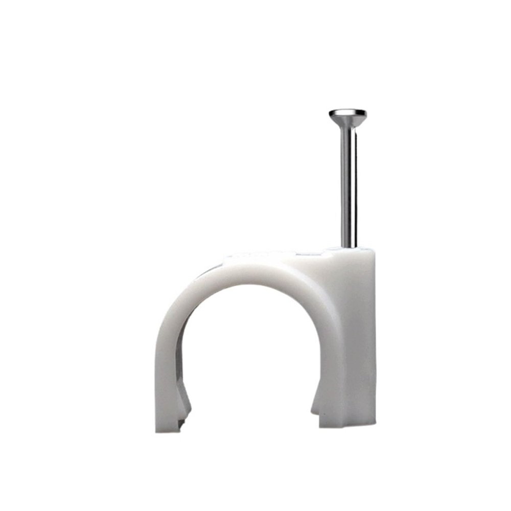 100PCS 4/5/6/7/8/9/10mm Wire Clamp Line Buckle Fixing White Round Steel Nail Wall Hanging Screw Cable Clips (Color : 100PCS, Size : 6mm)