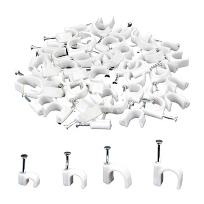 100PCS Round Cable Wire Clips 4mm 6mm 8mm 10mm Cable Management Steel Nail Wire Clamp Round Square Type (Size : 8mm 100PCS)