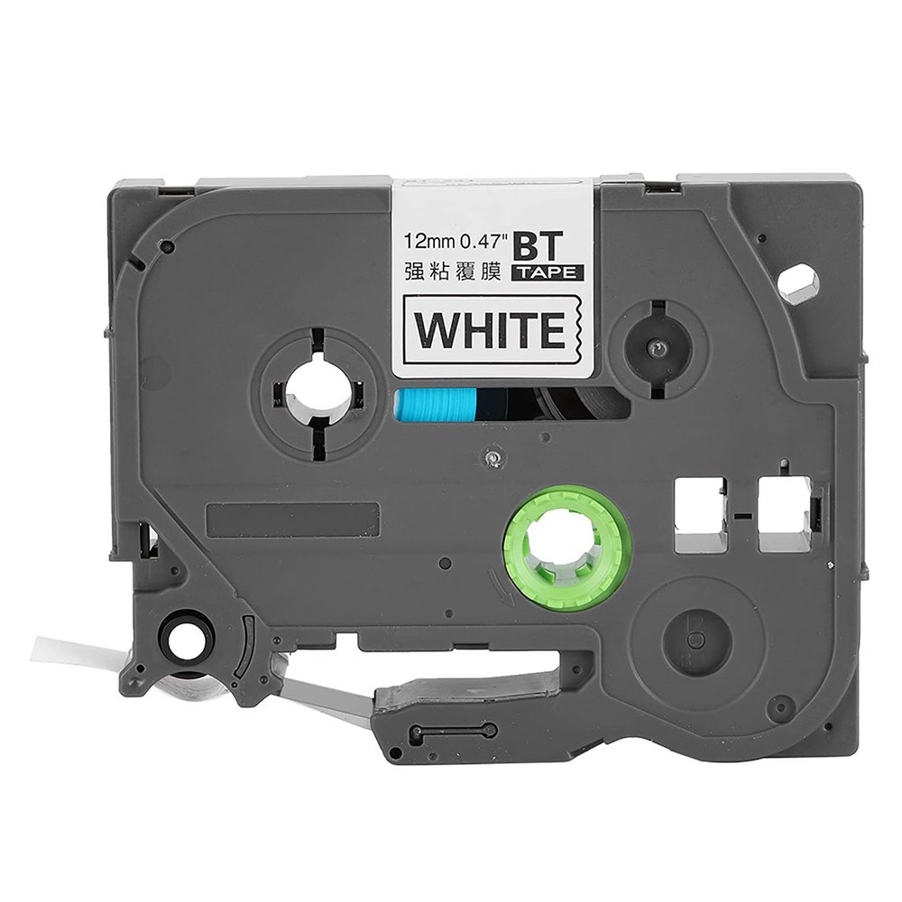 12mm Black on White Laminated Label Tape Compatible with TZe231 PTouch, default