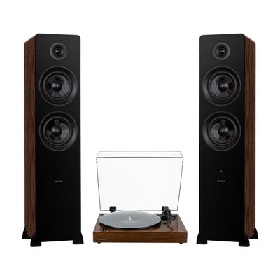 Fluance RT81+ Turntable and Ai81 Tower Speakers Bundle: High Fidelity Vinyl Playback & Powerful Stereo Sound, Integrated Amplifiers (Natural Walnut)