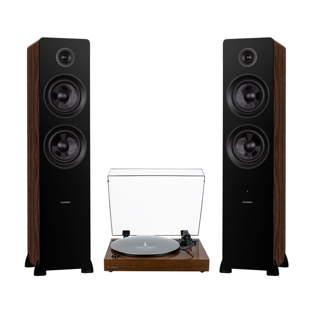 Fluance RT81+ Turntable and Ai81 Tower Speakers Bundle: High Fidelity Vinyl Playback & Powerful Stereo Sound, Integrated Amplifiers (Natural Walnut)