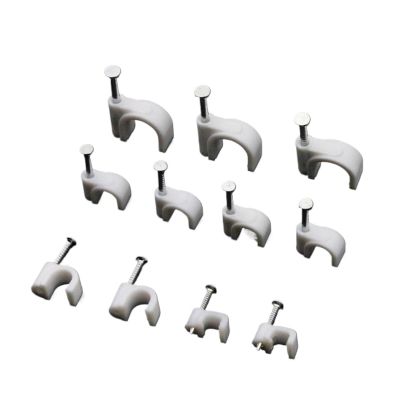 100pcs Cable Fixed 6mm Flat Or Round Or Circle Path Cable Clips with Nail, Wire U Circle Cable Clamp with Nail