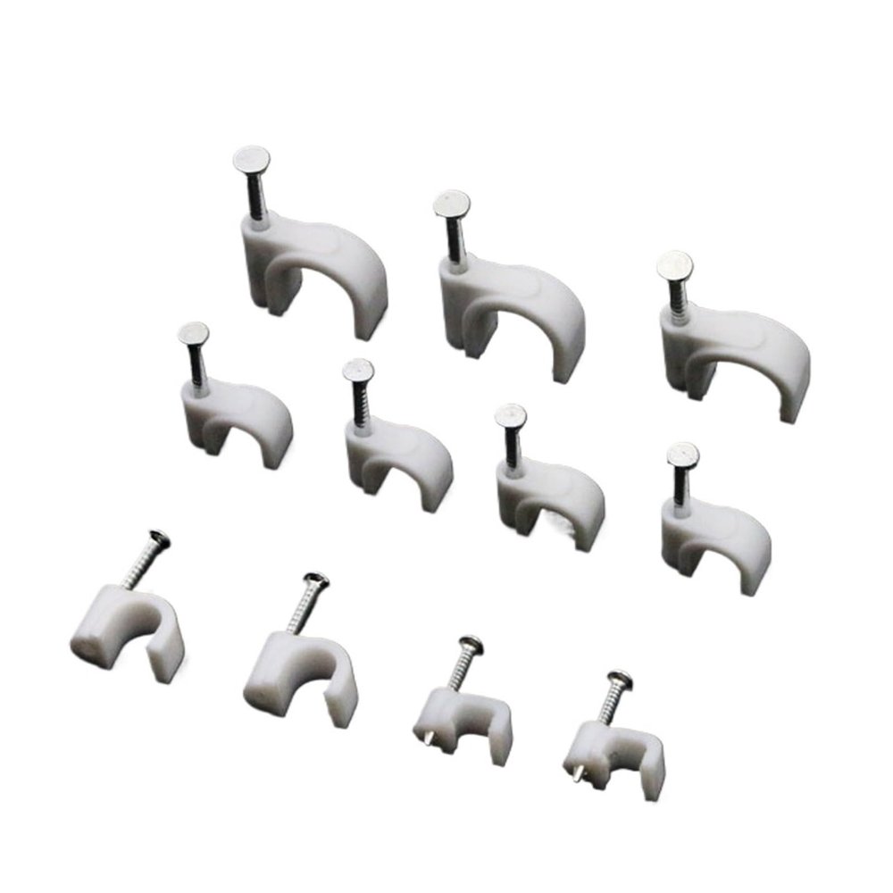 100pcs Cable Fixed 6mm Flat Or Round Or Circle Path Cable Clips with Nail, Wire U Circle Cable Clamp with Nail
