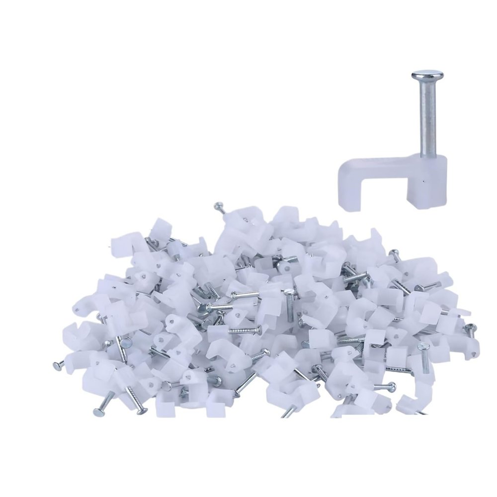 CHATROOM 100pcs Cable Wire Clips 7mm Cable Management Electrical TV Speaker Wire Cord Tie Holder Single Coaxial Nail Clamps