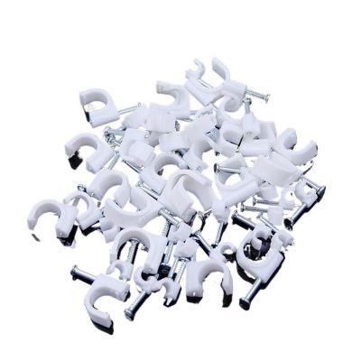 30PCS Round Cable Clips 3/4/5/6/7/8/9/10mm C Shaped Management Nylon Carbon Steel Nails Line Cord Tie Circle Wire Wall Holder (Size : Diameter 6mm-30pcs)
