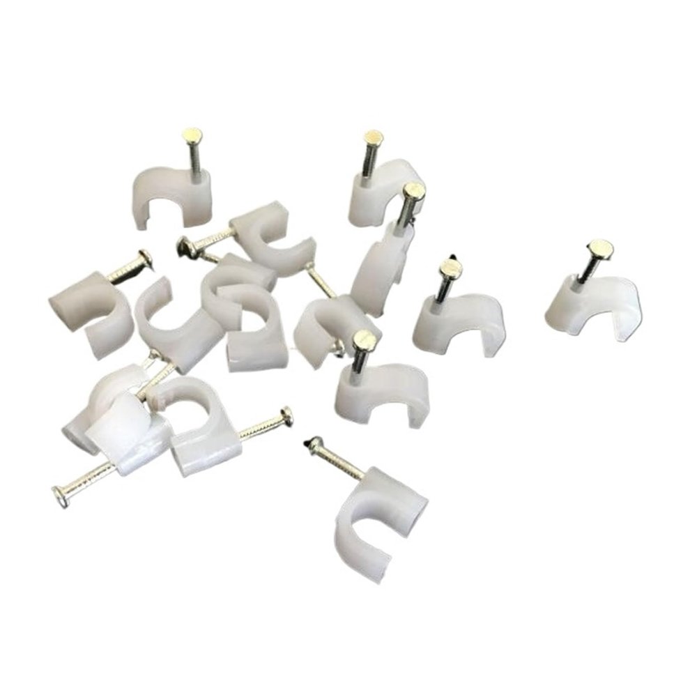 CHATROOM 100pcs 20mm Round Steel Nail Cable Wire Wall Hanging Screw Clips Cable Clips