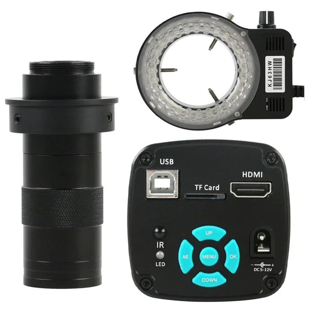 Microscope Accessories Kit 4K 2K 1080P 48MP 55MP HDMI USB Electronic Eyepiece Video Microscope Camera + 130X Adjustable Zoom C mount Lens 56 LED Ring Light Microscope Slides ( Color : 48MP Camera with