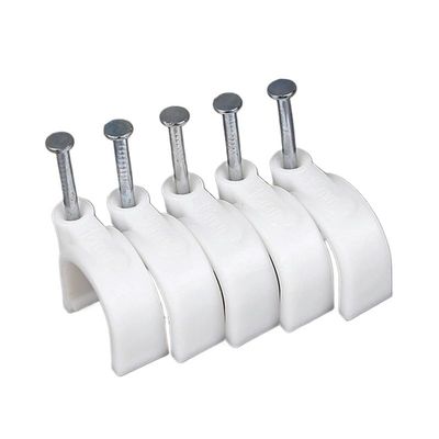 100pcs 5mm Round Steel Nail Cable Wire Wall Hanging Screw Clips Cable Clip for White (Color : White, Size : 100pcs 5mm)