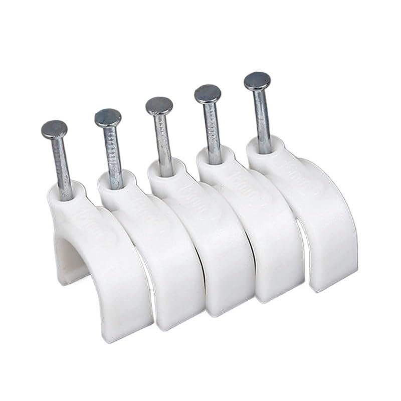 100pcs 5mm Round Steel Nail Cable Wire Wall Hanging Screw Clips Cable Clip for White (Color : White, Size : 100pcs 5mm)