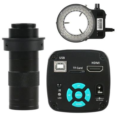 Microscope Accessories Kit 4K 2K 1080P 48MP 55MP HDMI USB Electronic Eyepiece Video Microscope Camera + 130X Adjustable Zoom C mount Lens 56 LED Ring Light Microscope Slides ( Color : 48MP Camera with