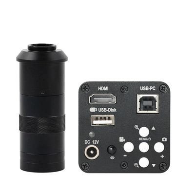 Microscope Accessories Kit 1080P HDMI USB Industrial Electronic Digital Video Microscope Camera U Disk Video Recorder + 180X 130X 200X 500X C mount Lens Microscope Slides ( Color : With 130x lens )