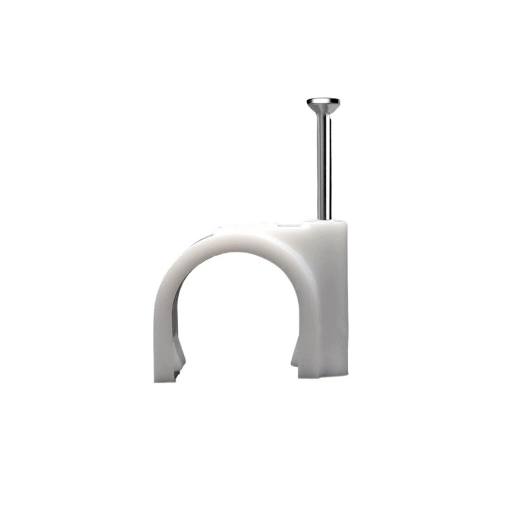 4/5/6/7/8/9/10mm Wire Clamp Line Buckle Fixing White Round Steel Nail Wall Hanging Screw Cable Clips (Color : 100PCS, Size : 6mm)