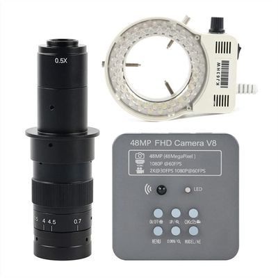 Microscope Kit Microscope Camera 2K 48MP 1080P HDMI USB Digital Video Microscope C Mount Industrial Camera for Phone Tablet CPU Soldering Repair Inspection Microscope Lens Adapters (Color : 180x Lens