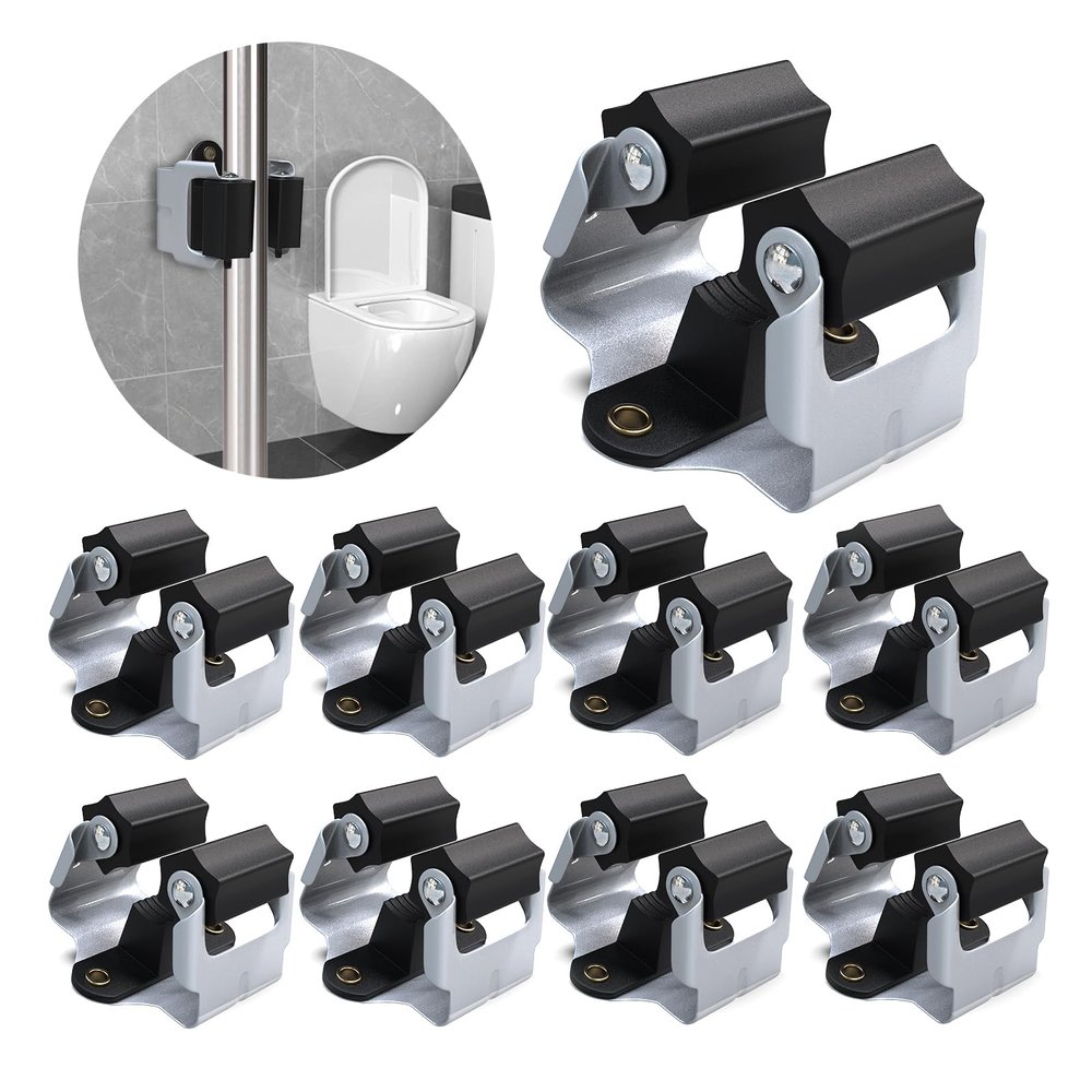 3-H Mop and Broom Holder Wall Mount 8 Pack, Broom Holder for Garage Garden Shed Storage System Laundry Room Home Kitchen Organization (Black)