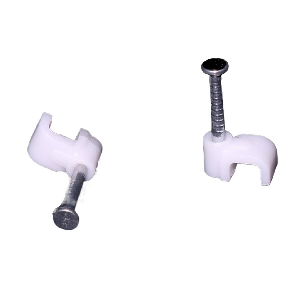 CHATROOM PE Plastic 4mm Circle Cable Clip C Shaped High Carbon Steel Nails Cable Clips Wire Wall Holder 100pcs/pack