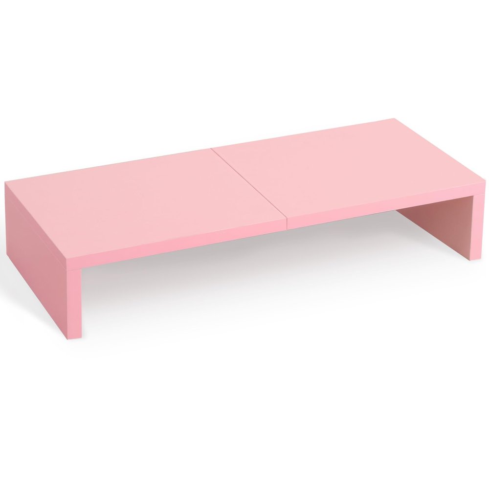 TEAMIX Pink Monitor Riser-20L inch, Wood Monitor Stand for Desk, Sturdy TV/Screen/PC/Printer/Laptop Riser,Computer Shelf with Storage TV Holder for Home Office (Pink, 20 inch)