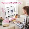 TEAMIX Pink Monitor Riser-20L inch, Wood Monitor Stand for Desk, Sturdy TV/Screen/PC/Printer/Laptop Riser,Computer Shelf with Storage TV Holder for Home Office (Pink, 20 inch) view 3