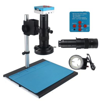 Joebo Microscope Kit 4K 48MP USB Digital Video Microscope Camera Adjustable Magnification 130X 180X C Mount Len 56 LED Ring Light Microscope Lens Adapters (Color : B 180X Set)