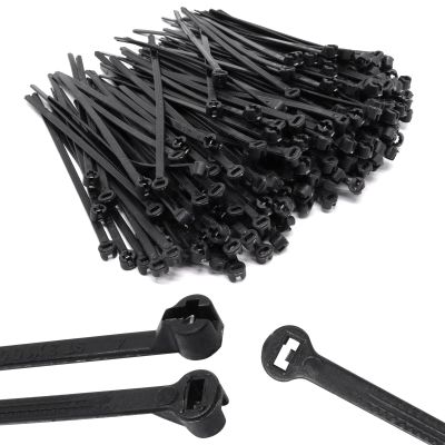200pcs Push Mount Zip Ties, 4" Cable Zip Tie with Stainless Steel Metal Tooth Locking Device, Self Locking Straps Heavy Duty Nylon Zip Tie Clips for Industry, Auto, Construction, Electronic (4inch)