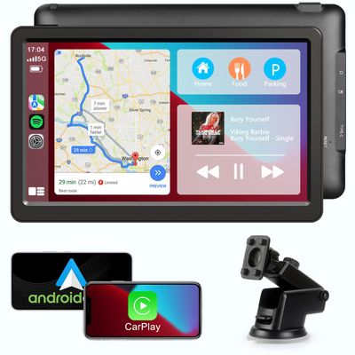 Wireless CarPlay Screen for Car Android Auto 9" HD Touch Screen, Portable Bluetooth GPS Navigation Mirror Link Music Video Player Airplay/Siri/AUX