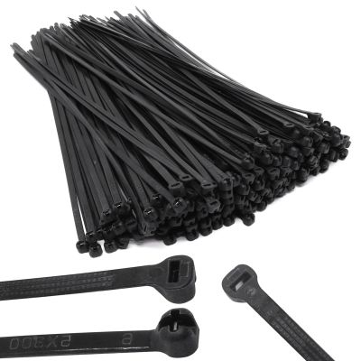 200pcs Push Mount Zip Ties, 12" Cable Zip Tie with Stainless Steel Metal Tooth Locking Device, Self Locking Straps Heavy Duty Nylon Zip Tie Clips for Industry, Auto, Construction, Electronic (12inch)