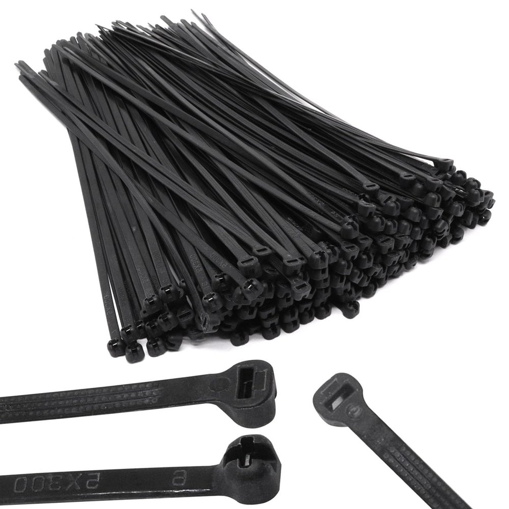 200pcs Push Mount Zip Ties, 12" Cable Zip Tie with Stainless Steel Metal Tooth Locking Device, Self Locking Straps Heavy Duty Nylon Zip Tie Clips for Industry, Auto, Construction, Electronic (12inch)