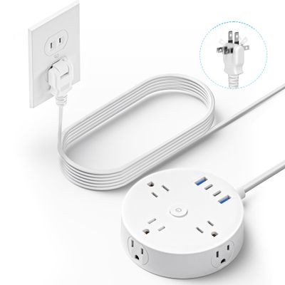 10FT 2 Prong Power Strip, Yozisital 2 Prong to 3 Prong Outlet Adapter, Flat Extension Cord, Surge Protector with Rotating Plug, 6 Outlets 4 USB(2 USB C), Wall Mount, Ideal for Non-Grounded Outlets
