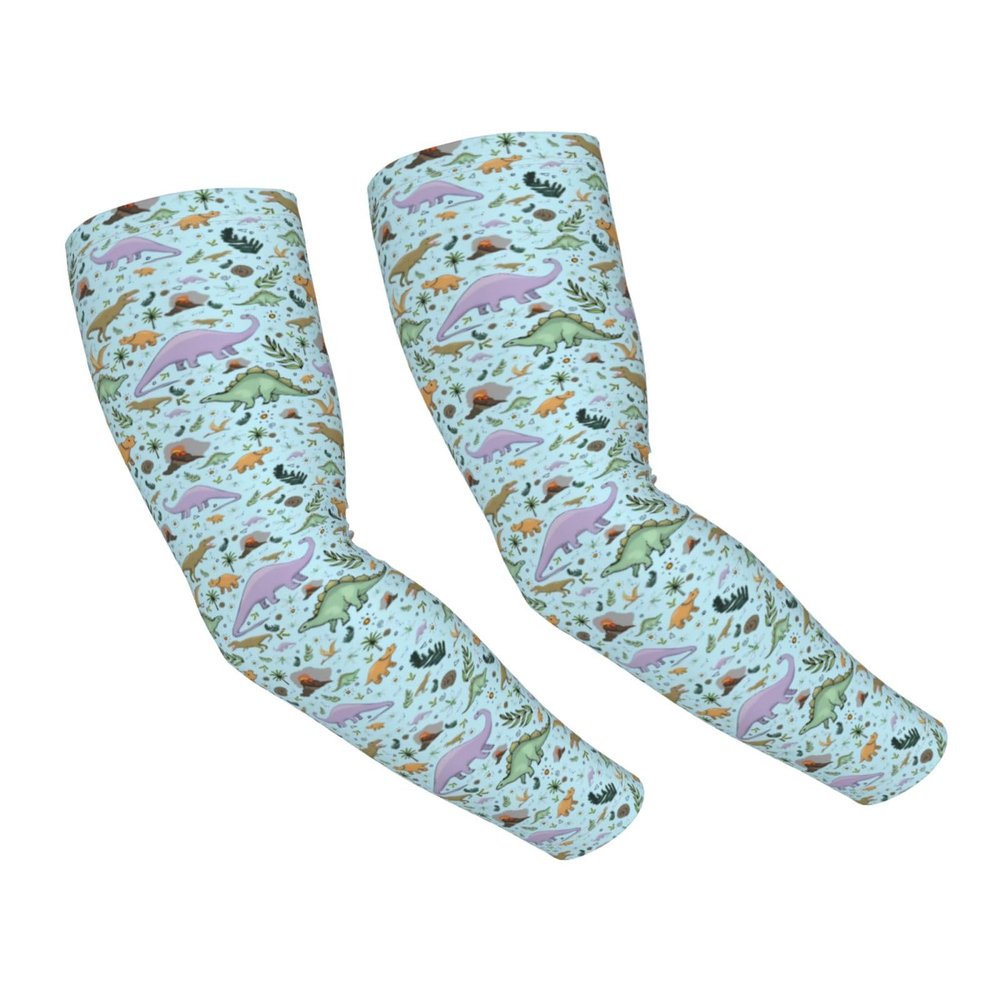 ASYG Cute Dinosaur Sun Protection Arm Sleeves Cooling Animal Arm Sleeve Sports Arm Sleeves for Men & Women