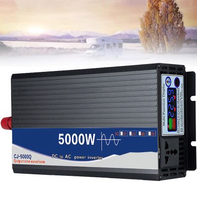 5000 Watt Inverter Pure Sine Wave DC 12V/24V 48V to 110V AC Power Converter with 1 AC Charging Sockets Car and Solar Power Converter, for Camping Household Appliances,DC24VtoAC220V