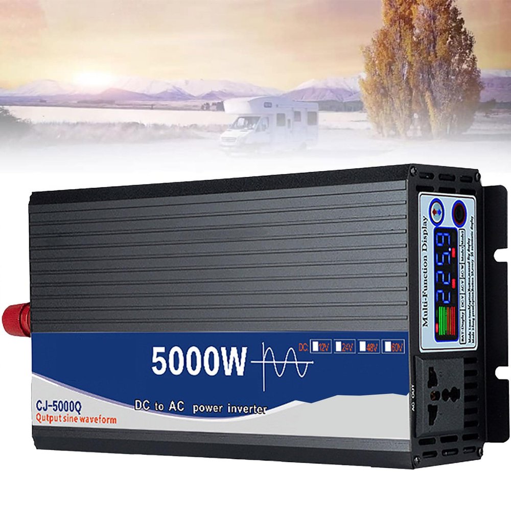 5000 Watt Inverter Pure Sine Wave DC 12V/24V 48V to 110V AC Power Converter with 1 AC Charging Sockets Car and Solar Power Converter, for Camping Household Appliances,DC24VtoAC220V