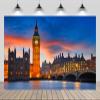 chnywork 17x10ft Big Ben Backdrop England London Clock Tower Elizabeth Tower Parliament House Westminster Bridge Landmark Background for London European Travel Party Decor Photo Portrait Props view 1