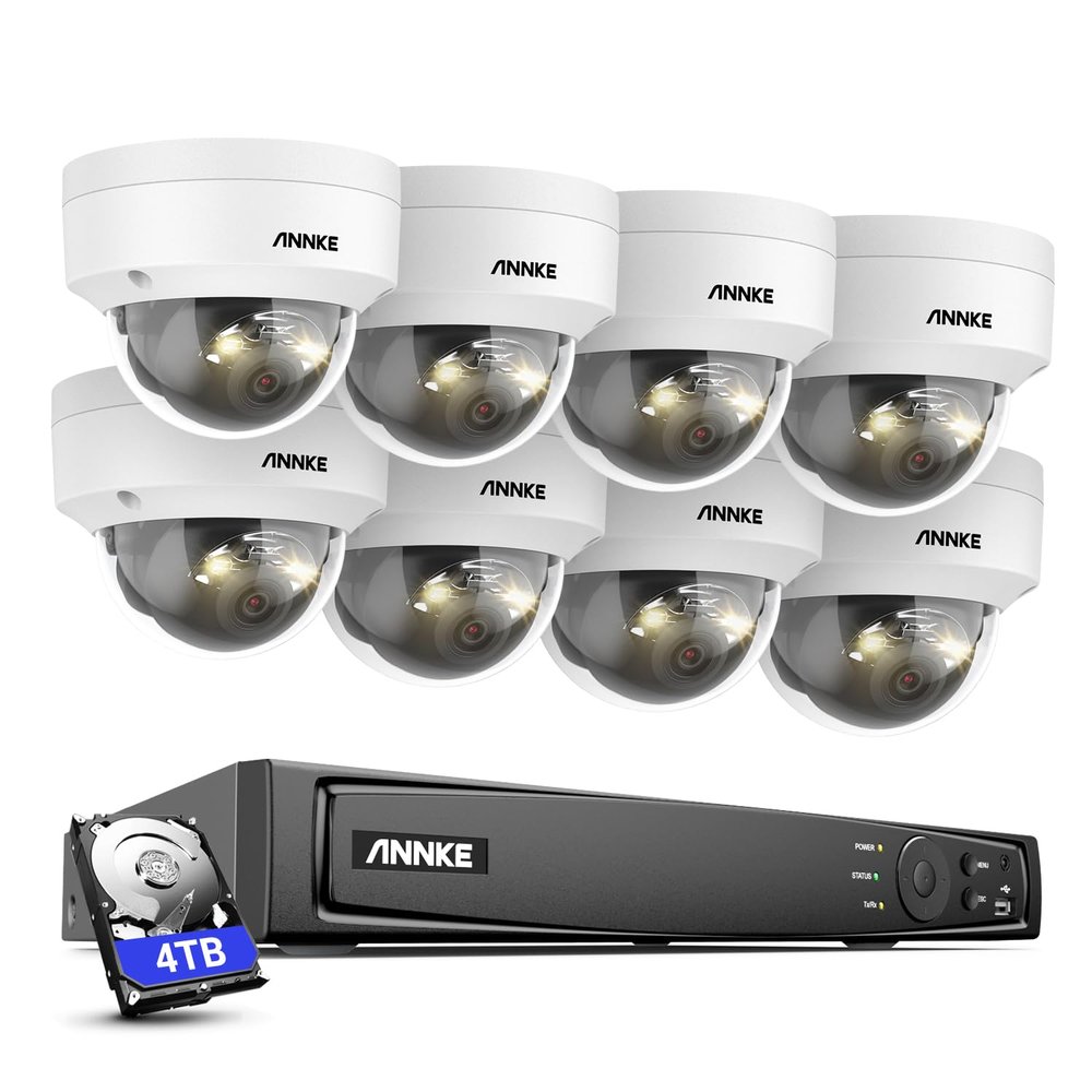 ANNKE 12MP Home Security Camera System, 8X 12 Megapixel UHD PoE IP Cameras Wired, 8CH H.265+ NVR with 4TB HDD for 24/7 Surveillance Outdoor/Indoor, Motion Detection, Smart Dual Light, IP67