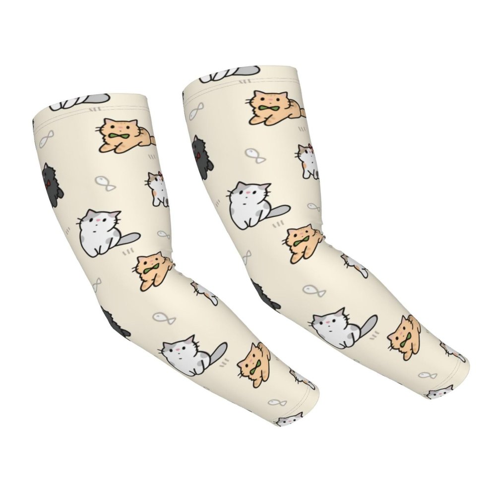 ASYG Cute Cat Arm Sleeves Sun Sports Sleeves Arm Sleeves Cooling Sleeves for Women and Men