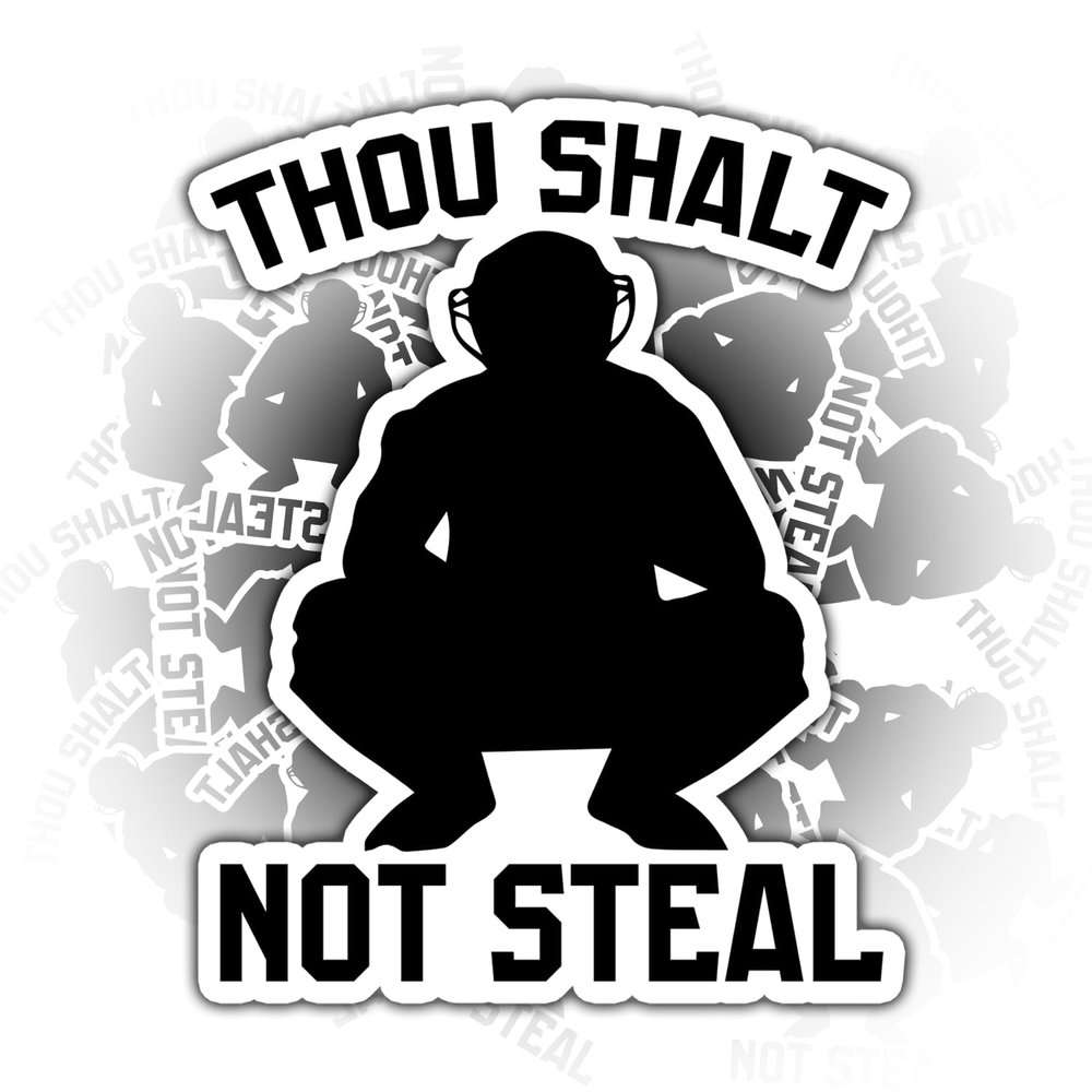 DONX 3PCS Baseball Catcher Sticker Thou Shalt Not Steal Sticker Quotes Funny Stickers for Kids Teens, Waterproof Vinyl Stickers, Aesthetic Laptop Stickers, Stickers for Water Bottles 2in, White