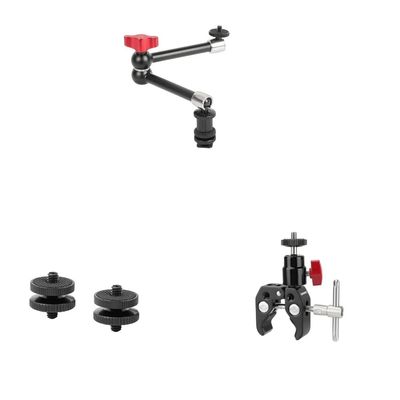 CAMVATE 11 inch Adjustable Magic Arm + 1/4"-20 Male Thread Screw + Super Clamp