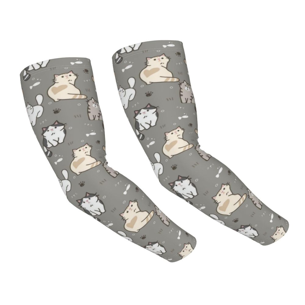 ASYG Cute Cat Arm Sleeves Sun Sports Sleeves Arm Sleeves Cooling Sleeves for Women and Men