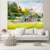chnywork 15x10ft Kids Amusement Park Background Children's Slide Playground Green Trees Kindergarten Blue Sky Background Baby Shower Birthday Holiday Vacation Party Decor Wallpaper Photo Props view 4