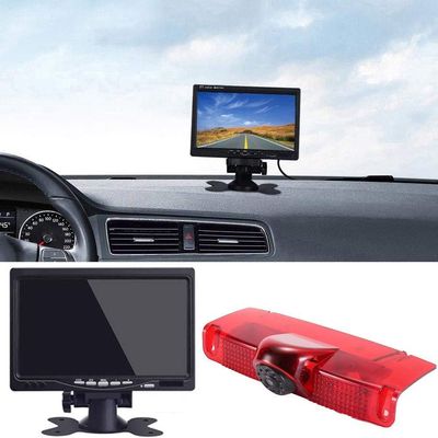 1280 * 720 Pixels Car Third Roof Top Mount Brake Lamp Camera Brake Light Rear View Backup Camera Replacement for Chevrolet Express GMC Savana Vans Exporer Vans Cargo 2003-2018 +7" Reverse Monitor