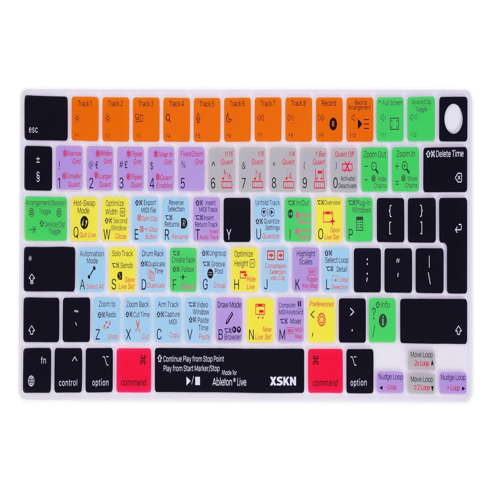 XSKN Ableton Live Shortcuts EU Version Silicone Keyboard Cover Skin for 2022 2023 2024 Apple M2 M3 Chip MacBook Air 13.6 inch (A2681 A3113) 15.3 inch (A2941 A3114) with Touch ID