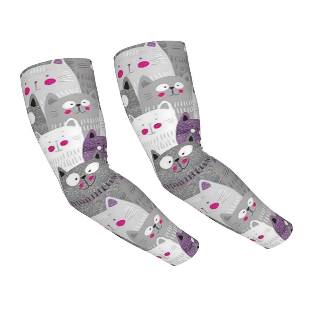 ASYG Cute Cat Arm Sleeves Sun Sports Sleeves Arm Sleeves Cooling Sleeves for Women and Men