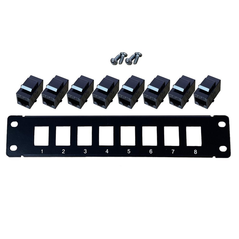 Jesscasday 8-Port CAT5e Shielded Panel RJ45 10G Ready Metal Housing Color-Coded Labeling for T568A and T568B Wiring 8 Port Cat5e Panel