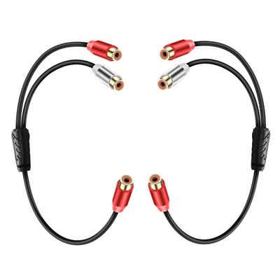 JSADZKJ RCA Stereo Y Splitter Cable - 1 Female to 2 Female Subwoofer Auxiliary Audio Adapter Extender Cord for Amplifier Hi-Fi System Home Theater 0.98FT (2PCS)