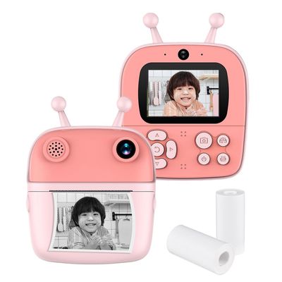 Andoer Instant Photo Camera, Andoer Photo Camera for Children 1080P, Instant Camera for Children 2.4 Inch IPS Screen with Thermal Printing Paper for Children 3-12 Years,, flesh pink