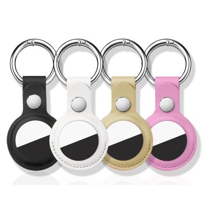 4 Pack for Airtag Holder, for Air Tag Keychain, PU Leather for Airtag Case, Air Tagsmate for Luggage, Comes with Ring Metal Snap Keyring for Luggage, Keys, Pets, Kids Bag