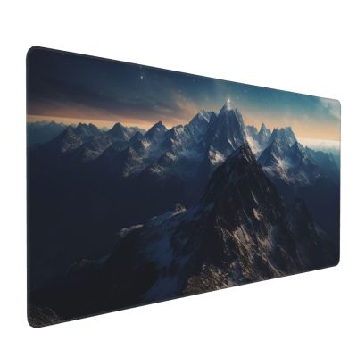 BTCOWZRV Large Mousepad Mountains Starry Sky Gaming Mousepad 16 X 35.5 in Waterproof Keyboard Mousepad Mat Laptop Desk Mat with Stitched Edges Non-Slip Desk Writing Pad for Office Home, Black