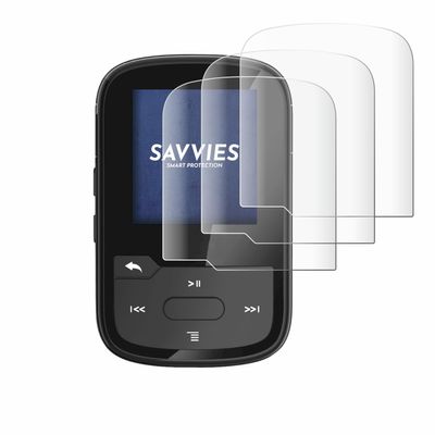 savvies 4x Full-Screen Protection Film compatible with SanDisk Clip Sport Plus Full Cover Screen Protector 3D Curved [Edge to Edge, Scratch Proof], Clear
