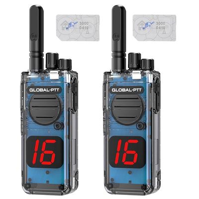 2 pcs global-ptt G5 4G LTE walkie Talkie Long Range Two Way Radio for Adults Work Communication Unlimited Distance Professional 16CH intercom 5000 Miles with yearly SIM (2transparentwithSIM&GPS)