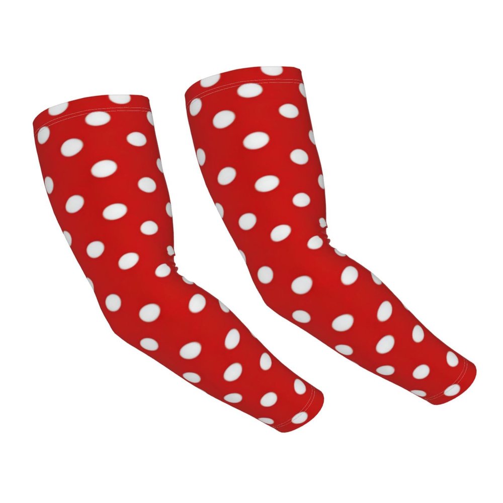 ASYG Red Polka Dots Sun Protection Arm Sleeves Cooling Polka Dots Arm Sleeve Sports Arm Sleeves for Men & Women