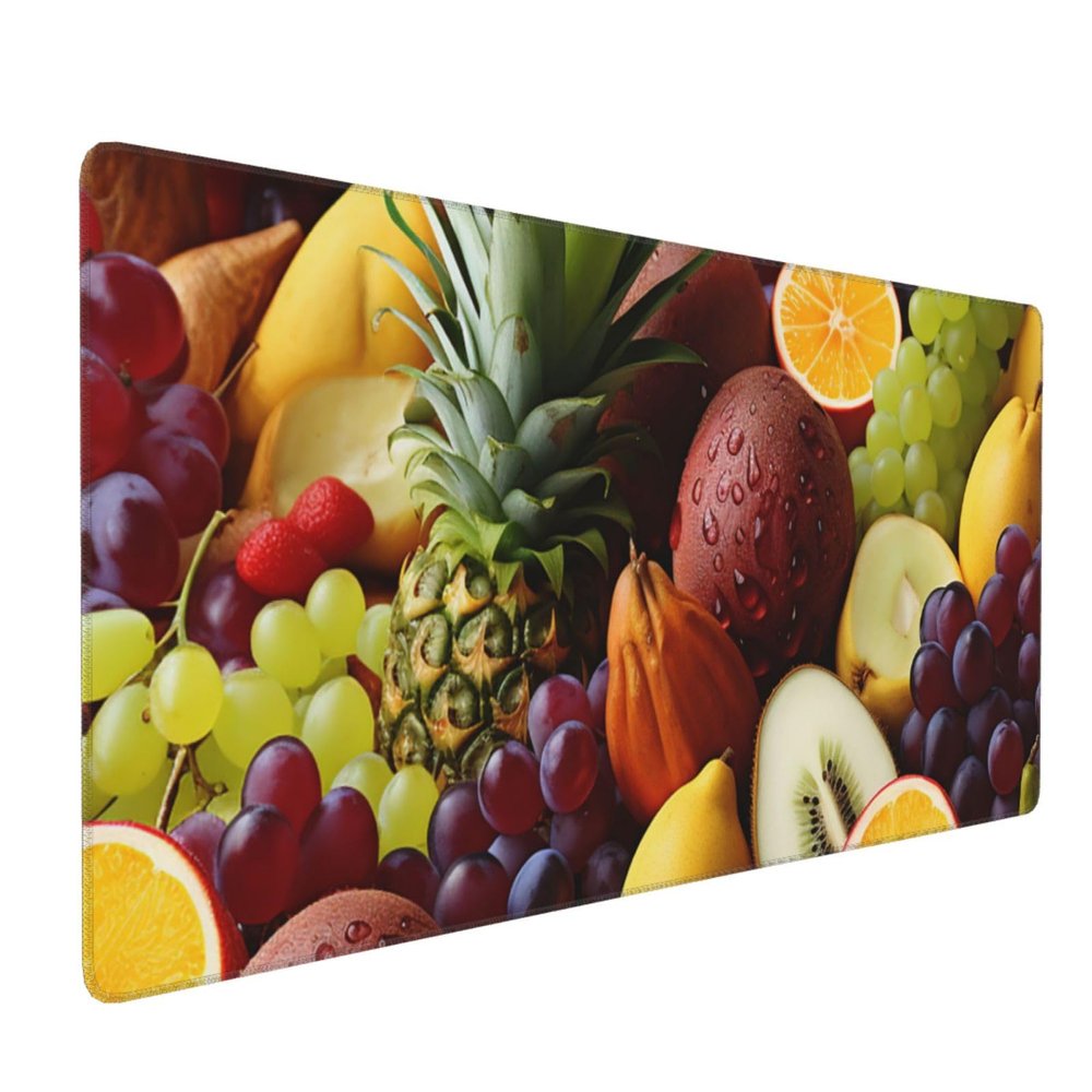BTCOWZRV Large Mousepad Exotic Fruits Gaming Mousepad 16 X 35.5 in Waterproof Keyboard Mousepad Mat Laptop Desk Mat with Stitched Edges Non-Slip Desk Writing Pad for Office Home, Black
